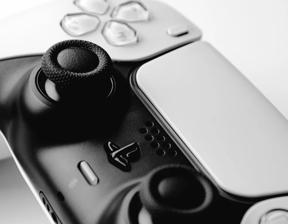 Close view of a game controller in hand